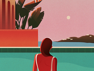 Ambivalence digital art illustration pentadeca pool summer woman