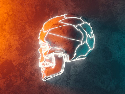 Lightning skull, skull VII 3d abstract artwork blender c4d glow light lightning neon render renders skull skull a day skull art skulls yellow