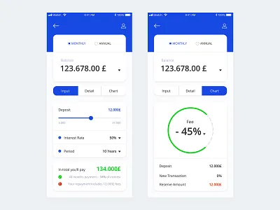 Calculator - Daily UI #04 app bank app banking business calculator cards charts clean currency exchange financial app ios mortgage payments planning rates statistics ui uidesigns