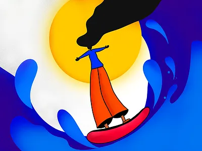 Surfing Illustration art designer freelance girl illustration illustration illustration art illustrator imagination procreateapp skating surfing vector water