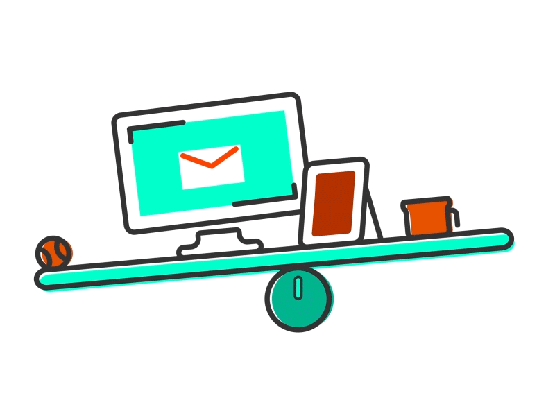 The Struggles of Work/Life Balance ae after effects animate animation balance balanced ball design gif icon illustration life motion design picture screen seesaw stress time vector work