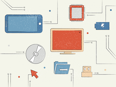 Technology Vintage flat grains graphic icons icons set lines mobile old retro technology technology icons texture vintage