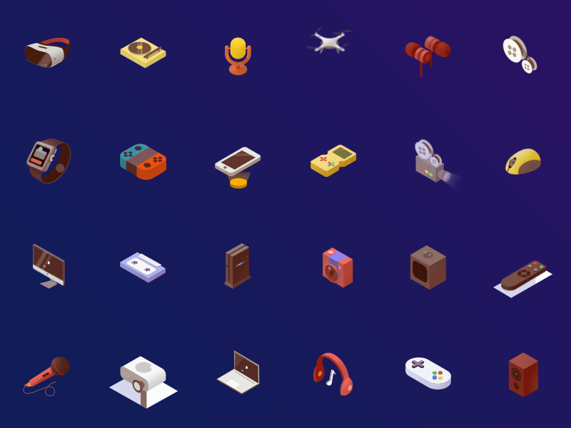 2.5D icon design 2.5d ui ux 动画 品牌 图标 平面 应用 插图 设计