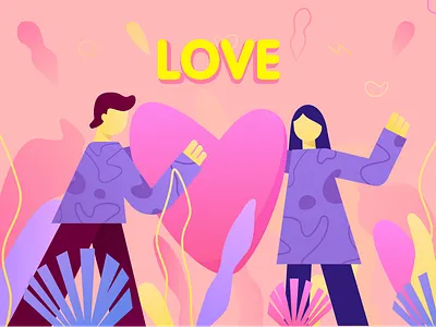 Love art boy design girl illustration love plant