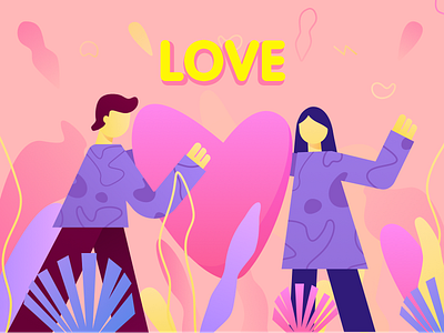 Love art boy design girl illustration love plant