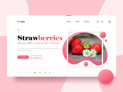 Fruitopia Webpage Concept blog branding clean design flat fruits gallery interaction design landing page landing page concept logo minimal strawberry userinterface uxui web web design webpage website