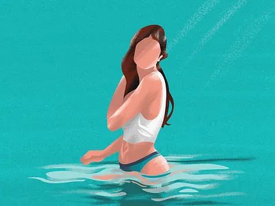Happiness comes in waves actress bath beach charactedesign character charecter charecter design design explore girl girl illustration illustration illustrator minimal minimal art nature painting photoshop vector water