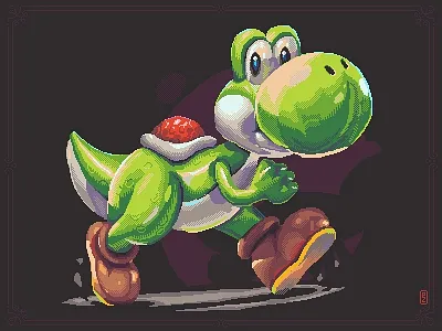 Yoshi 16bit 8bit aseprite cartoon characterdesign dinosaur dragon nintendo pixel art pixel dailies pixel dailies pixelart retro gaming snes sprite yoshi