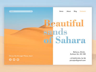 Page with share buttons for #DailyUI (010) branding contacts contacts page dailyui design flat illustration inspiration landing page landing page design minimal minimal design minimalism minimalistic design popular design ui uidisign web web design website