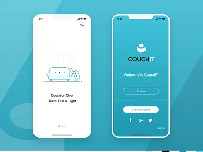 Couch IT App app ui design hospitality illustration login mobile ui onboarding travel travel app visual