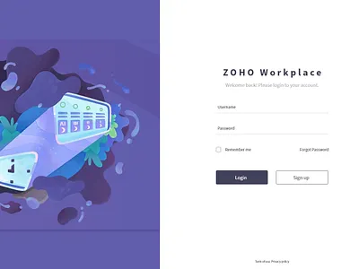 Zoho Redesign : Sign In Page quirky sign in page ui ui design website redesign zoho