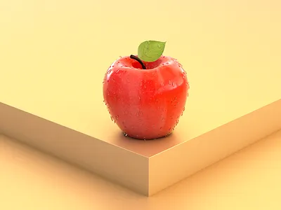 Apple 3d apple c4d practice render sky try