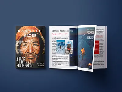 Travel magazine template. climbing color design everest graphic indesign layout layoutdesign magazine mountain sofia travel typography