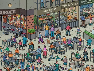 A small fragment of a large shopping center app branding charachter charachter design design flat graphic illustration logo photoshop story ui vector website