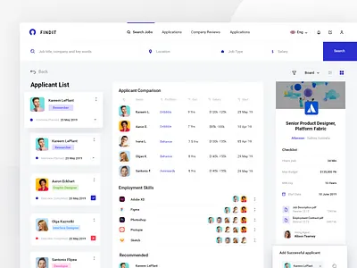 Job Application Process Dashboard pt8 app applications clean dash dashboard design employee employment hire interface job job application management minimal search software ui ux web work