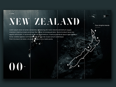 New Zealand Scuba Diving spots 00 UI Website art direction design desktop digital digital design experiece experience design fonts graphic design minimal minimalistic screen scuba diving simple ui user experience user interface ux web design website