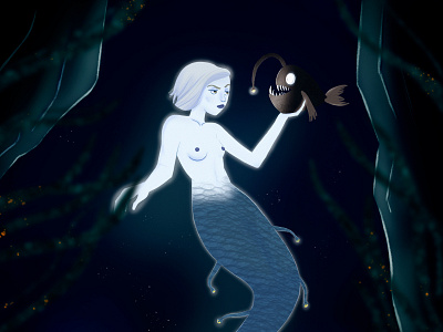 Mermaid 2d abyssal book illustration character children book illustration digital art editorialillustration folktale illustrations illustration mermaid mermay night sea seaillustration tale