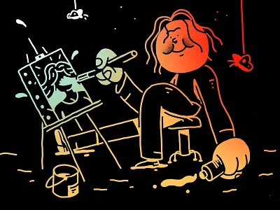 Night Productivity and Creativity artist character character design creative creativity dark expressive hand drawn illustration inspiration night paint painting procreate ipad pro productivity style zajno