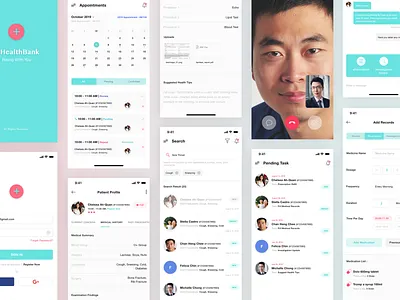 Patient Management App appointment chat design doctor app healthcare ios app login medical app mobile app design search ui video