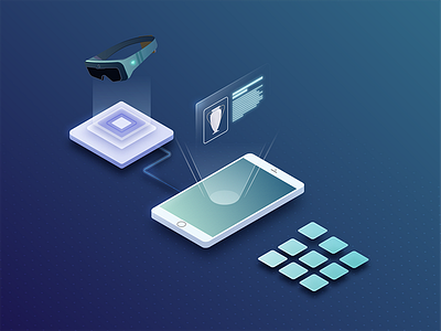 Ar Glasses App app application design augmented reality design illustration isometric isometric design mobile vector