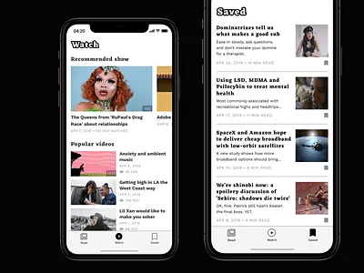 The Media app application article feed interaction interface ios media mobile news product saved ui ux video watch