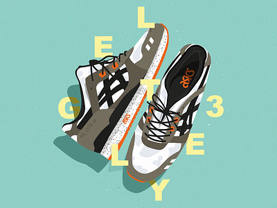 Illustration Asics affiche illustration illustrator cc oldschool poster art sneakers typography vector