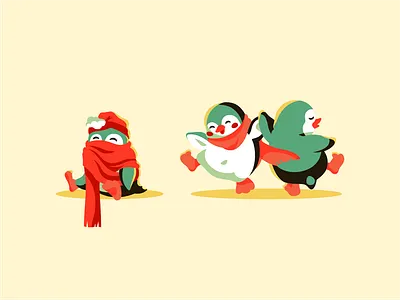 Penguins character cute flat fun illustration penguin