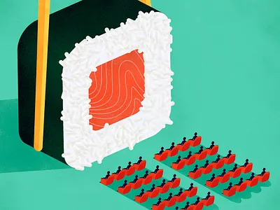 Sushi Cinema cinema conceptual editorial film food illustration illustrator magazine magazine cover magazine illustration movie poster sushi sushi lover