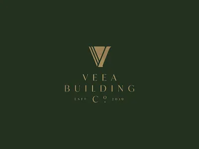 Veea Building Co. architecture branding co. construction english estd fancy gold green high end hotel logo mark symbol v vintage