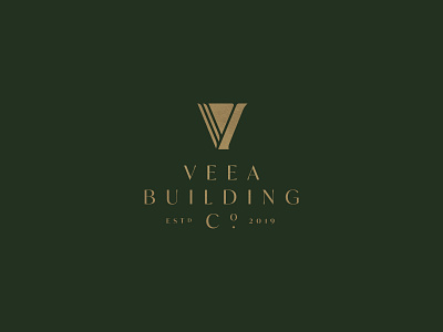 Veea Building Co. architecture branding co. construction english estd fancy gold green high end hotel logo mark symbol v vintage