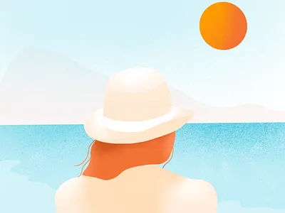 Live in the sunshine. Swim in the sea. beach charachter design drawing girl hat illustration illustrator procreate procreate app sea summer sunny women in illustration