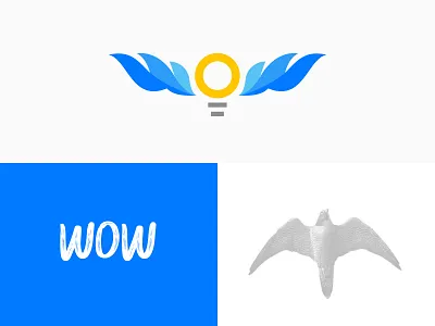 Wow animal logo bird logo brand identity design bulb logo clever creative design design geometric design gradient grid logo icon mark logo letter typography logo logotype smart logo design wings animals birds wow