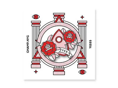Yes Planchette Enamel Pin enamel pin halftone illustration monoline ouija pin planchette pop art red tattoo