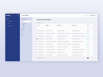 Product search table 8pt breadcrumb leasing pagination product product design saas search sub navigation table ui design