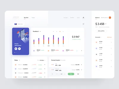 Cryptocurrency Exchange Dashboard #5 bitcoin charts cryptocurrency cuberto dashboard design exchange funds graphics icons profile ui ux vector wallet
