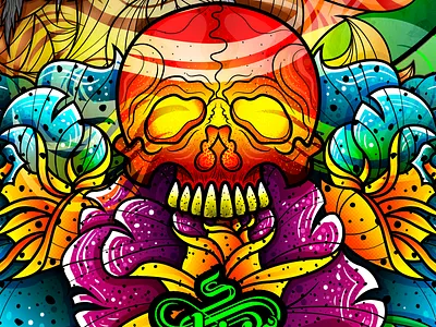 Strength - Skull adobe illustrator adobe photoshop chiris concept design fire flowers illustration illustration neotraditional roses skull skull art smoke strength strengths vector wacom bamboo