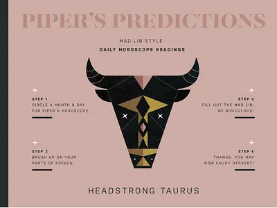 piper's predictions bull design graphic illustration taurus texture vector