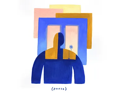 01. (pause) conceptual illustration editorial illustration gouache illustration painting pause peaceful rest vignette