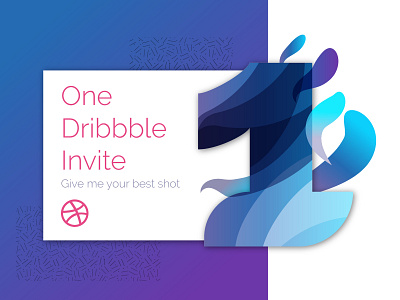 Dribbble Invite 1 blue dribbble dribbble invitation dribbble invite gradient illustration modern number number 1 purple shades of blue