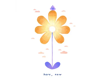 04. here, now calm conceptual illustration editorial illustration gouache here illustration painting pause peaceful present rest