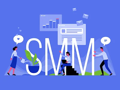 Social Media Marketing diagram leaf mail man marketing media people smm social team teamwork woman