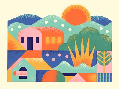 sunrise branding coffee geometric illustration sun texture