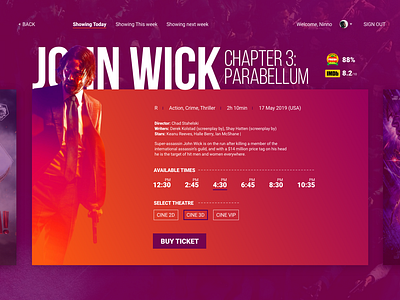 Movie Booking UI adobexd app johnwick madewithadobexd uganda ui ux