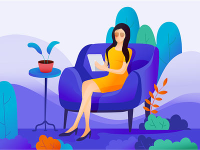 Girlwithipad design flat illustration ui