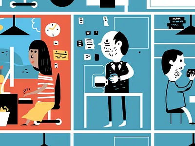 Editorial Illustration for Submittable building digital drone editorial graphic joshquick office stubble