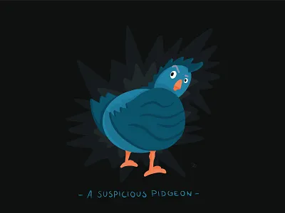 A suspicious pidgeon artwork black brush draw flat flat illustration flatillustration illustration procreate sketch suspicious