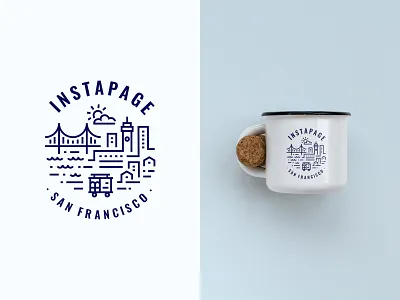 San Francisco Coffee Mug Design badge branding clean coffee cup design icon illustration illustrator line art logo minimal mockup mug design photoshop san francisco vector