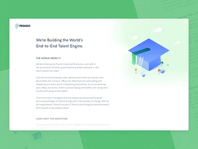 Pedago Homepage blue build building clean education hat illustration learning minimalism minimalist page pedago simple smartly students talent university web website working