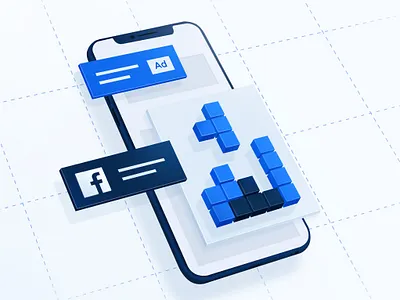 Facebook Playable Ads 2d 3d adobe adobe photoshop branding clean design facebook game illustration landing page minimal mobile tetris ui white