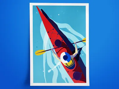 Kayaking poster design 2d art auckland henthoibadesign illustrator kayak kayaking new zealand poster poster design vector